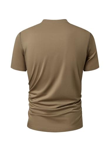 Hardaddy Men's Short Sleeve Henley Shirts Casual Summer Lightweight Button Henley Solid T-Shirt Tops Dark Khaki XXL - Thumbnail 2