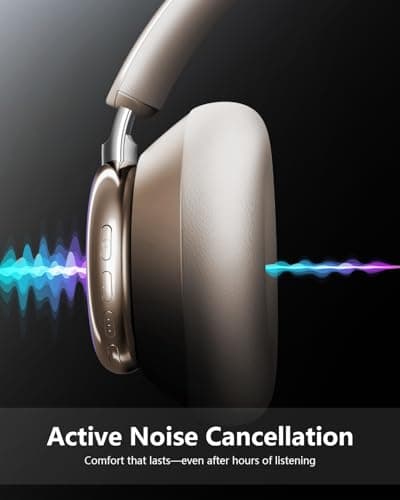 Wentronic Y03 Bluetooth Headphones Wireless Active Noise Cancelling Over Ear Headphones 48 Hours Playtime High Sound Quality 6 EQ Music Mode Headphones with Soft Ear Cushion - Starlight - Thumbnail 4