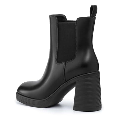 Athelfit Women's Chunky Heel Platform Chelsea Ankle Boots Black Size 6 - Thumbnail 4