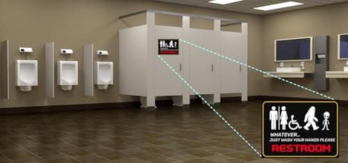 Carastora All-Gender Bathroom Wall Sign – Funny Wash Hands Reminder, Alien & Creature Theme Metal Sign for Home, Office or Public Restroom, 8x12 Inch - Thumbnail 4