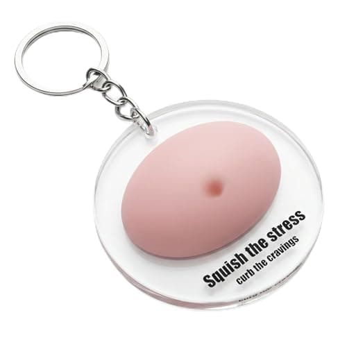 plahetluxe Silicone Squishy Fidget Keychain with Acrylic Case, Stress Relief Squeeze Toy Keyring (A) - Image 1