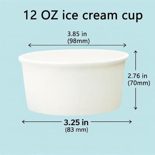SOPARO 12 Oz Ice Cream Paper Cups Batch Disposable Solid Color Paper Dessert Bowls for Snacks, Sundaes, Party Giveaways, Ice Cream Bar Supplies Factory (100, White, 12OZ) - Thumbnail 5