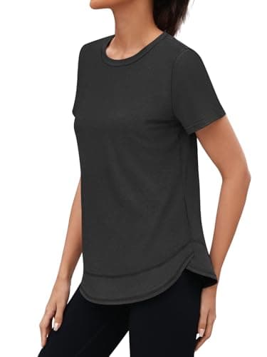 3rd hill Womens Workout Tops Short Sleeve Crewneck Sports Yoga Running Shirts Quick Dry Outfits Black M - Thumbnail 3