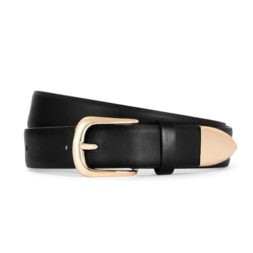 AI DEEBLUE Fashion Black Belt Women Belts for Jeans Dresses Trendy Leather Belts for Women Black and Gold Belt - Image 1