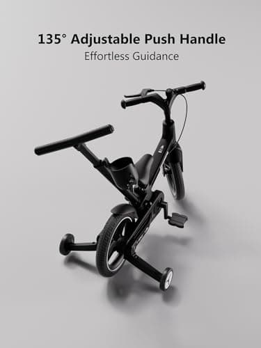 lecoco Upgraded Toddler Bike with Push Handle 6 in 1 for Kids, Balance Bicycle Toys with Training Wheels, Brackes, Cup Holder, Pedal, Kickstand Birthday Gift for Boys and Girls - Thumbnail 6