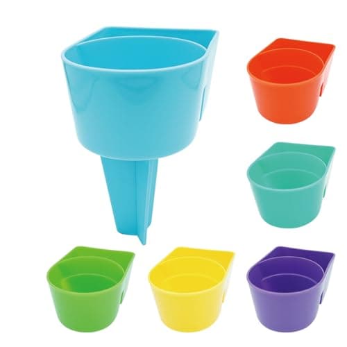 YISARSH Beach Cup Holder with Large Capacity, Stable Sand Drink CupHolders for Phones and Small Items, Beach Trips Must Haves, Pack of 6, Purple Green Yellow Orange Teal Blue
