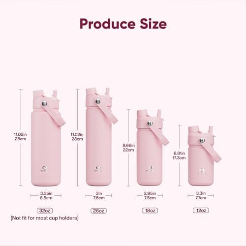 ENCOOL Insulated Water Bottle with Straw Stainless Steel Water Bottle, Leak-Proof, BPA-Free, Double Wall Vacuum Keeps Cold for 24 Hours for Sports, Travel, School (26 oz, Cotton Candy) - Thumbnail 5