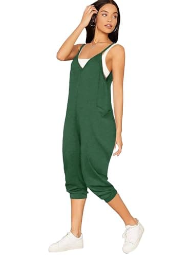 STOLKISS Jumpsuits for Women Plus Size Loose Casual Fall Clothes Knit Spaghetti Strap Overalls Wide Leg Long Pants Romper 2024 - Thumbnail 2