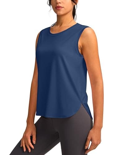 YYV Women's Workout Tank Tops Lightweight Sleeveless Workout Tops Loose Fit Yoga Athletic Running Shirts(Navy X-Small) - Image 1