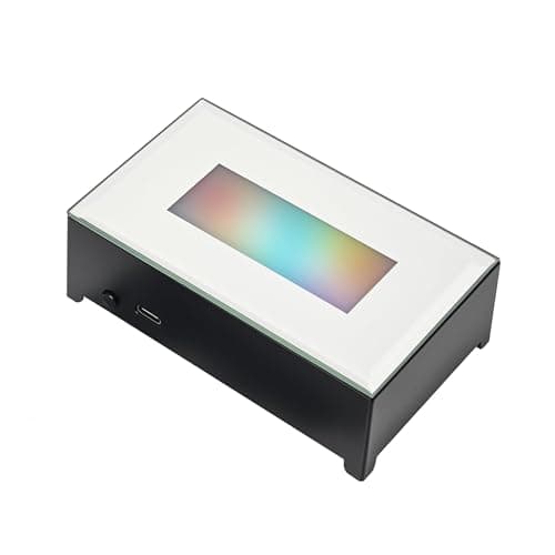 ZEERSHEE 4.3*2.6inch LED Light Display Base Colorful Light Change Modes Stand with Mirror Surface Display for Glass Art Crystals Jewelry Craft