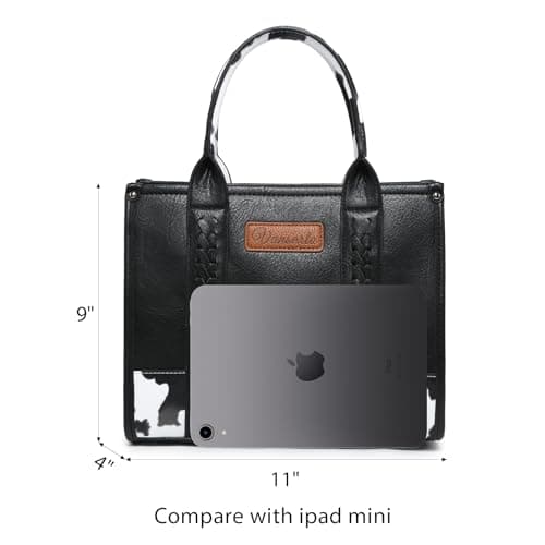 VANSARTO Cow Print Tote Bag for Women Western Top Handle Handbags Satchel Bag Shoulder Purse with Guitar Strap - Thumbnail 5