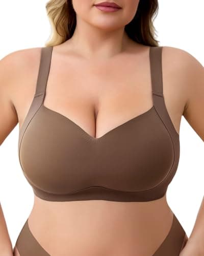 LIIJOO Seamless Wireless Comfort Bra for Women, Full Coverage, Back Smoothing, Wide Strap, No Back Bulge, Underarm Contouring, Light Lift, Minimizer Fit（Chocolate Brown, 4XL Size） - Image 1