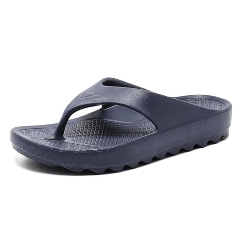 GETOEU Arch Support Flip Flops for Women Non-Slip Shower Shoes Beach Thong Sandals Soft Pool Rubber Flip Flops Comfortable Orthopedic Sandals,Navy - Image 1