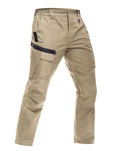MOURCE Quick Dry Tactical Pants for Men Water Resistant BDU Cargo Pants with 7 Large Pockets Breathable Ripstop Khaki S 30" - Image 1