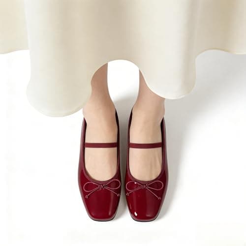 StillFancxy Ballet Flats with Bow Square Toe Ballerina Flats Slip on Bowknot Flat Shoes for Women Dressy Comfortable - Thumbnail 3