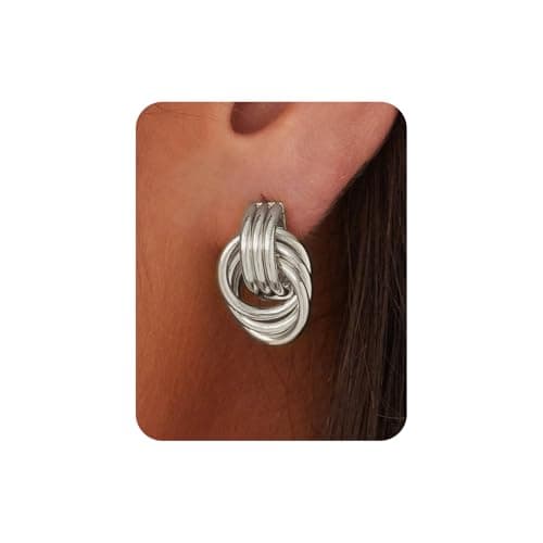 UANNEAU Gold Chunky Earrings for Women Trendy, 14K Gold Plated Dainty Kont Earrings Statement Minimalist Hypoallergenic Stud Earrings Gifts for Her Mom - Image 1