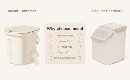 MEOOF Vacuum Pet Food Storage Airtight Dry Pet Food Bucket 13L/15 lb Dog Food Storage Container for Dogs Cats Small Animals Rechargeable Sealed Storage Bin with Scoop Keep Pet Food Fresher - Thumbnail 6