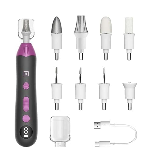 Mfish Electric Callus Remover for Feet, Rechargeable Foot File with Digital Display, 9 Speeds & 8 Grinding Heads, Professional Pedicure Tool for Thick Calluses, Cracked Heels & Hard Skin Black - Image 1