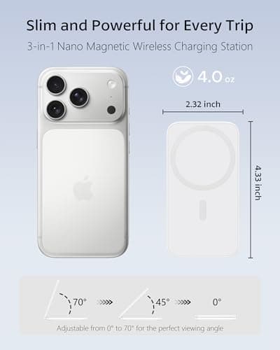 Portable Travel Charger 3 in 1 Foldable Magnetic Wireless Charger for iPhone 17/Air/16/15/14/13/12 Pro Max, Fast Charging Station for Apple Watch Ultra 3/2/11/10/9/8/7/6/SE 3, Air Pods 4/3/2/Pro 3 - Thumbnail 6