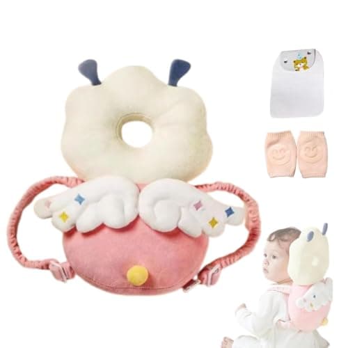 Baby Head Protector Backpack, Adjustable Head Protection Backpack with Baby Knee Pads for Crawling, Soft, Breathable and Wearing Safety Head Protector - Pink Fairy