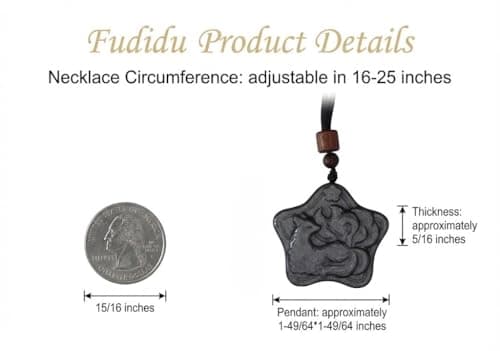 FUDIDU Genuine Silver Sheen Obsidian Necklace - Carved Star Fox Pendant for Grounding & Protection - Adjustable 16-25 Inch CordSpiritual Crystal Jewelry Gift for Men Women, Anti-Anxiety Amulet - Thumbnail 5