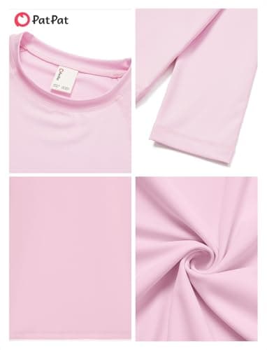 PATPAT Boys Rash Guard Swim Shirt Size 13-14 Years Light Pink Long Sleeve UPF 50+ Swimwear Youth Quick Dry Neon Active Water Tees for Surf Fishing Beach - Thumbnail 6