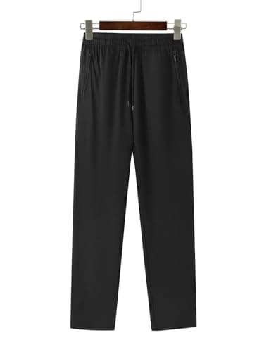 Auxo Men Joggers Pants Workout Running Jogger Track Pants Slim Fit Gym Jogger Pants with Zipper Pockets Black L - Thumbnail 5