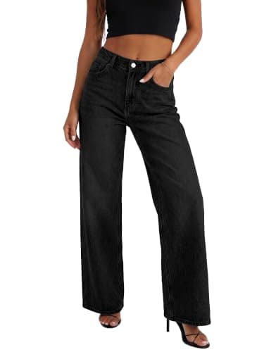 HDLTE Black Women Wide Leg Jean High Waist Baggy Jeans Loose Boyfriend Jeans Denim Pants Y2K - Image 1