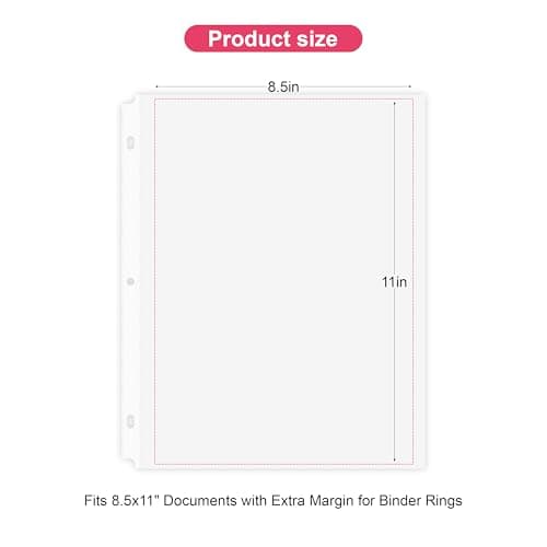 Sheet Protectors 500 Pack | Fits 8.5x11 Paper & 3-Ring Binders | Glare-Reducing Textured Surface with Reinforced Edges | Acid-Free Top-Loading for Home, School & Office - Thumbnail 2