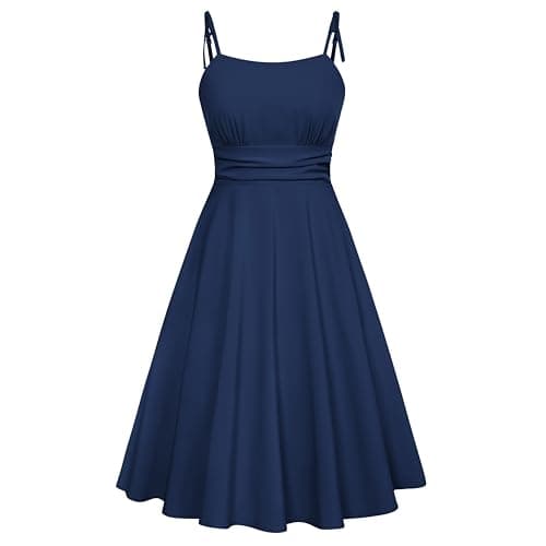 Belle Poque Navy Blue Cottagecore Dress for Women Summer Spring Beach Sundress Midi Homecoming Graduation Dresses L