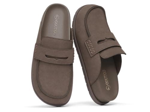 Coutgo Women Suede Clogs Slip On Penny Loafer Mules Platform Comfort Shoes - Image 1