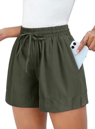 Dokotoo Gym Shorts Women Running Workout Athletic Summer Outfits 2026 Womens Shorts Beach Vacation Clothes Mid Waisted Elastic Spring Quick Dry Yoga Causal Pants Size X-Large Military Green - Image 1