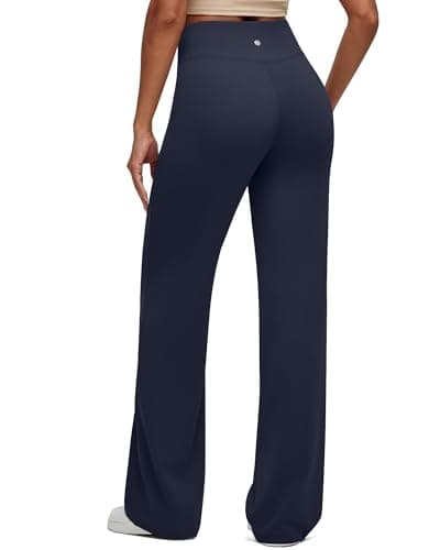 G4Free Yoga Pants with Pockets for Women Stretchy Wide Leg Casual Trousers High Waist Breathable Workout Pants(Dark Navy,XXL,31") - Image 1