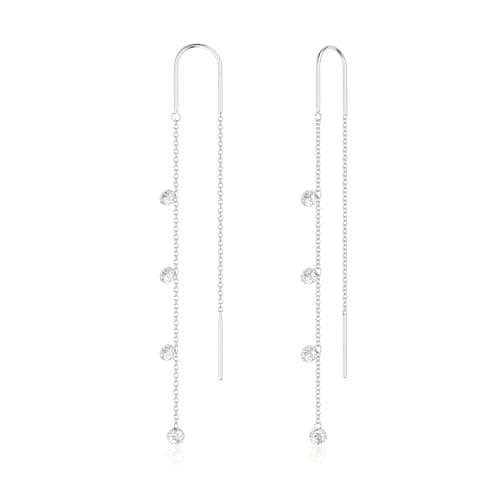 Moodear Dangle Earrings for Women Trendy - Dainty 925 Sterling Silver Threader Long Chain Earring Hypoallergenic CZ Drop Earring Non Tarnish Jewelry - Image 1