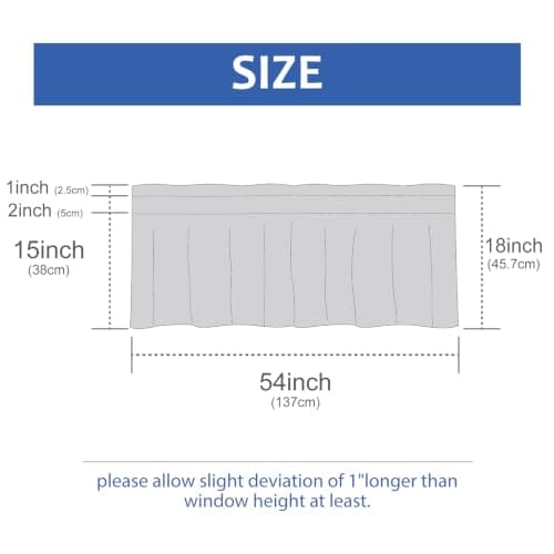 Home Queen Boho Striped Linen Window Curtain Valance with Tassel for Kitchen Bedroom Bathroom Farmhouse Curtain Valence Light Filtering Curtain Topper, 54W x 18L, Blue Gray - Thumbnail 2