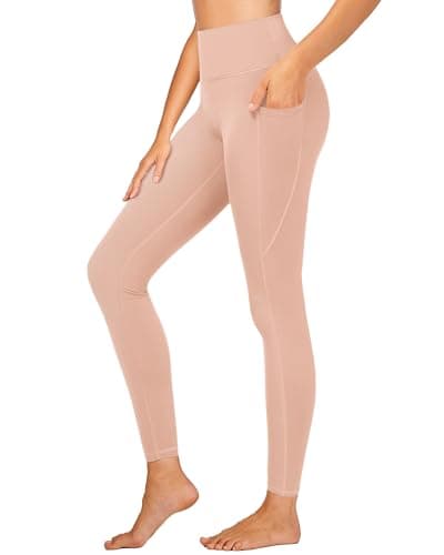 Stelle High Waisted Yoga Leggings with Pockets, Buttery Soft Workout Yoga Pants for Women Tummy Control Running Gym (Rose Clay,XS) - Image 1