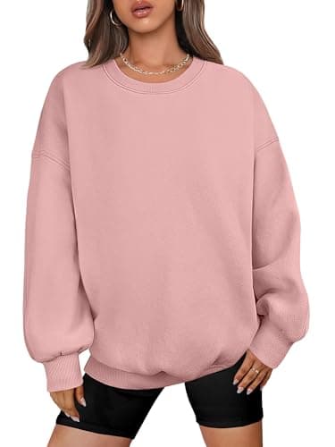 ANRABESS Oversized Sweatshirt for Women Crewneck Y2K Hoodies Fleece Casual Comfy Pullover Top Fall Outfits Clothes 2025 A1019 pink X-Small - Image 1