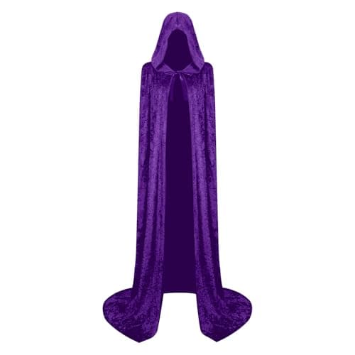 Fimyyao Hooded Cloak Velvet Cape with Hood Halloween Capes for Women Witch Costume Vampire Cloak Wizard Robe Cosplay - Image 1