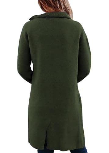 KIRUNDO Cardigan Sweaters for Women 2026 Fall Open Front Knit Sweater Jackets Business Casual Long Coatigan Winter Clothing(Army Green, X-Large) - Thumbnail 2