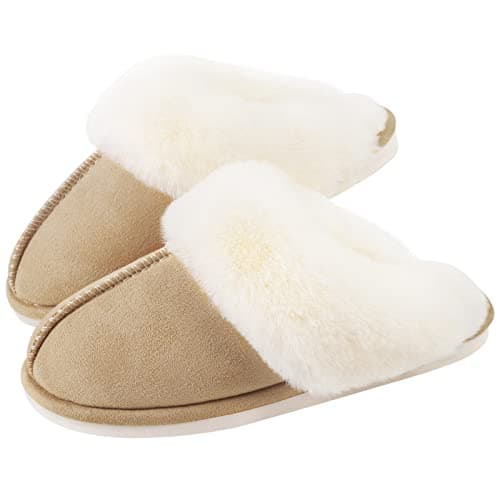 Parlovable Women's Memory Foam Slippers - Cloud-Like Comfort for Hard Floors, Ultra-Soft Machine Washable Indoor Outdoor House Shoes with Non-Slip Sole, Beige 5-6 - Image 1