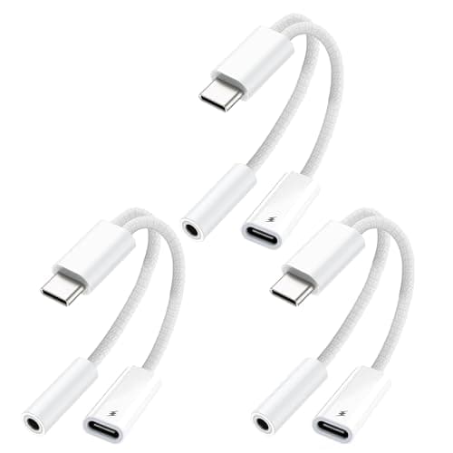 KikoSaka USB C to 3.5mm Audio Adapter 2 in 1 USBC to Headphone Jack Adapter with PD Fast Charging Dongle Cable Type C to Aux for iPhone 17 16 15, Galaxy 3 Pack - Image 1