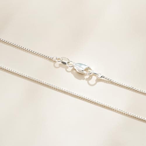 Goldegg Silver Chain for Women, 925 Sterling Silver Chain Dainty 1mm Silver Box Chain Necklace for Women(18 Inches) - Thumbnail 6