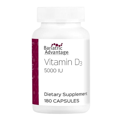 Bariatric Advantage Vitamin D3 5,000 IU - Bariatric Vitamin D Capsules - Water-Miscible - Bone Strength Support* - Easy Swallow Capsule - 180 Count
