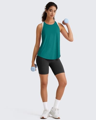 G4Free Pilates Tops Yoga Spaghetti Racerback Tanks Lightweight Athletic Work Out Quick Dry Yoga Pilates Top (Teal,XL) - Thumbnail 5