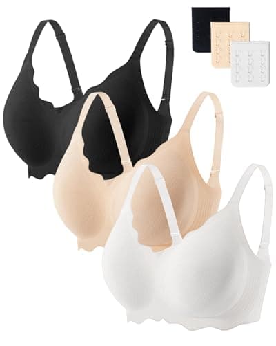 Gailife Seamless Jelly Bras for Women No Underwire 3Pack Wireless Scalloped Push Up Bra Supportive Comfort Tshirt Bralettes -HFB,M - Image 1