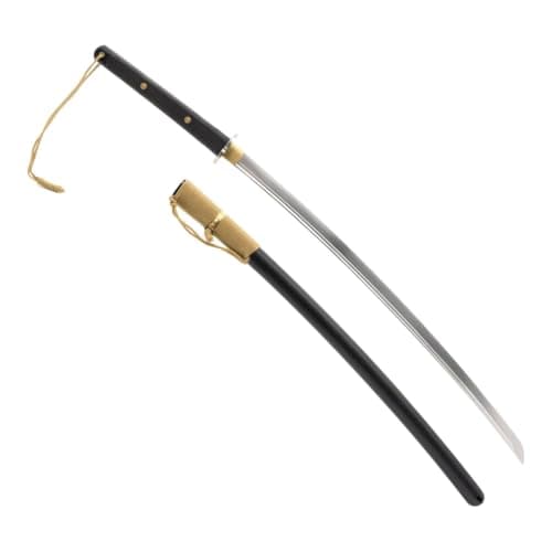 HMS Real Katana Sword - Hand Forged Manganese Steel Full Tang Blade, Functional Japanese Sword for Cutting Practice & Collectors, Black - Image 1