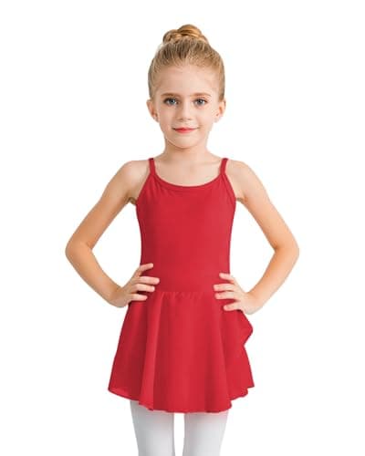 Stelle Toddler Ballet Leotards for Girls,Dance Leotard for Girls,Camisole Toddler Ballet Outfit for Studio Outdoor Daily Wear, Red 6-7 Years - Image 1