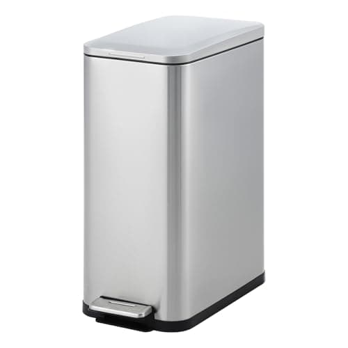 Garvee 13 gal Kitchen Trash Can, Stainless Steel Step Garbage Bin with Soft-Close Lid & Removable Bucket – Fingerprint Proof, Slim Design for Narrow Spaces, Bathroom or Office (50 L/13.2 gal) - Image 1