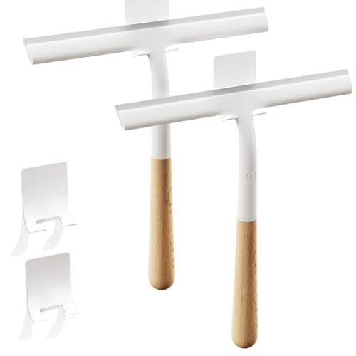 Silicone Shower Squeegee for Glass & Doors, Diveotree Multi-Purpose Squeegee for Bathroom Shower/Windows/Glass/Door, Heavy Duty Scrubber for Car Windshield Cleaning (White, 2pack) - Image 1