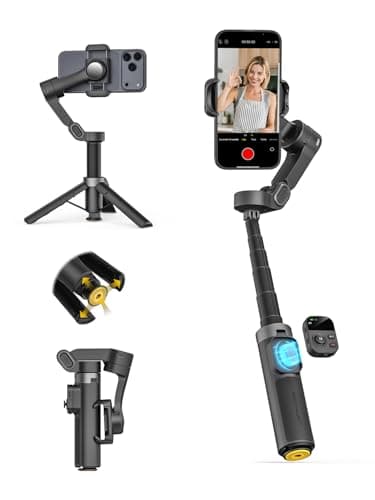 AOCHUAN 3-Axis Gimbal Stabilizer for iPhone w/360° Face Tracking, Smartphone Gimbal w/One-Tap Open Tripod, Gesture Control, Phone Stabilizer w/Magnetic Remote Control & 20" Extension Rod,Smart X3 - Image 1